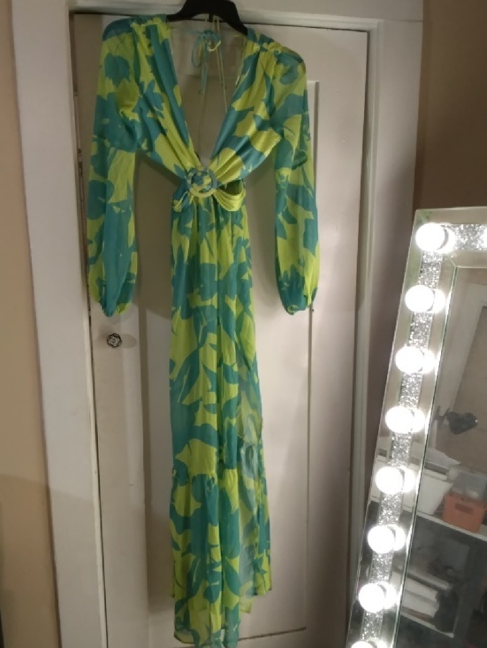 Luxxel Lime Green & Teal Floral Maxi Dress